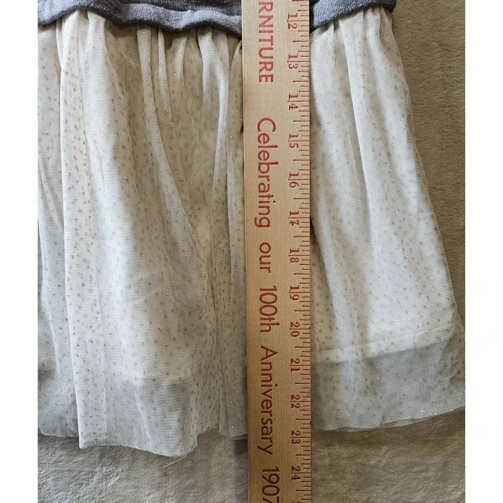 Baby Gap Toddler Girl Dress 4T Gray Long Sleeve Sweater Top Cream Tulle‎